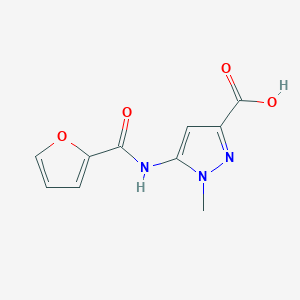 molecular formula C10H9N3O4 B2424401 5-(Furan-2-carboxamido)-1-methyl-1H-pyrazole-3-carboxylic acid CAS No. 1174308-67-8