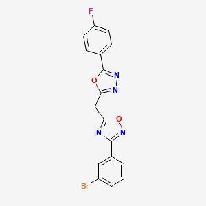 molecular formula C17H10BrFN4O2 B2424411 3-(3-Bromophenyl)-5-((5-(4-fluorophenyl)-1,3,4-oxadiazol-2-yl)methyl)-1,2,4-oxadiazole CAS No. 1251679-99-8