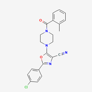 molecular formula C22H19ClN4O2 B2424417 2-(4-Chlorophenyl)-5-(4-(2-methylbenzoyl)piperazin-1-yl)oxazole-4-carbonitrile CAS No. 946308-18-5