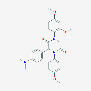 molecular formula C27H29N3O5 B242442 1-(2,4-Dimethoxyphenyl)-3-[4-(dimethylamino)phenyl]-4-(4-methoxyphenyl)-2,5-piperazinedione 