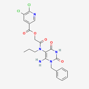 [2-[(6-Amino-1-benzyl-2,4-dioxopyrimidin-5-yl)-propylamino]-2-oxoethyl] 5,6-dichloropyridine-3-carboxylate