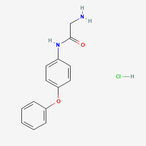 molecular formula C14H15ClN2O2 B2424427 N-(4-Phenoxyphenyl)glycinamide (HCl) CAS No. 1282108-84-2
