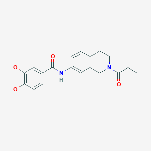 molecular formula C21H24N2O4 B2424430 3,4-dimethoxy-N-(2-propionyl-1,2,3,4-tetrahydroisoquinolin-7-yl)benzamide CAS No. 955708-46-0