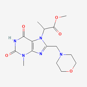 molecular formula C15H21N5O5 B2424435 Methyl 2-[3-methyl-8-(morpholin-4-ylmethyl)-2,6-dioxopurin-7-yl]propanoate CAS No. 1786247-87-7
