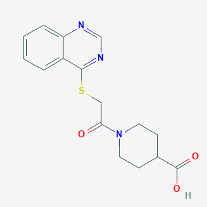 molecular formula C16H17N3O3S B2424436 1-[2-(Quinazolin-4-ylsulfanyl)acetyl]piperidine-4-carboxylic acid CAS No. 730965-97-6
