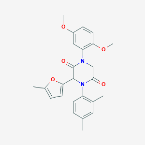 1-(2,5-Dimethoxyphenyl)-4-(2,4-dimethylphenyl)-3-(5-methyl-2-furyl)-2,5-piperazinedione