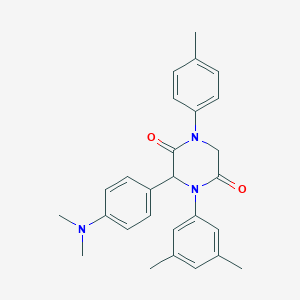 molecular formula C27H29N3O2 B242445 3-[4-(Dimethylamino)phenyl]-4-(3,5-dimethylphenyl)-1-(4-methylphenyl)-2,5-piperazinedione 