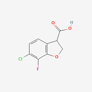 molecular formula C9H6ClFO3 B2424453 6-Chloro-7-fluoro-2,3-dihydro-1-benzofuran-3-carboxylic acid CAS No. 2137604-00-1