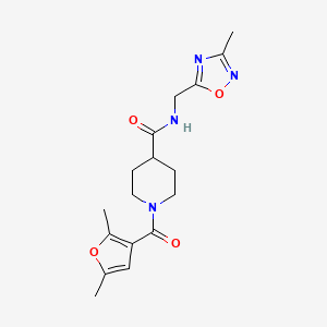 molecular formula C17H22N4O4 B2424468 1-(2,5-dimethylfuran-3-carbonyl)-N-((3-methyl-1,2,4-oxadiazol-5-yl)methyl)piperidine-4-carboxamide CAS No. 1334373-50-0