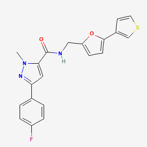 3-(4-fluorophenyl)-1-methyl-N-((5-(thiophen-3-yl)furan-2-yl)methyl)-1H-pyrazole-5-carboxamide