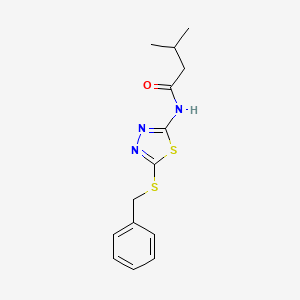 molecular formula C14H17N3OS2 B2424471 N-(5-(benzylthio)-1,3,4-thiadiazol-2-yl)-3-methylbutanamide CAS No. 393565-17-8
