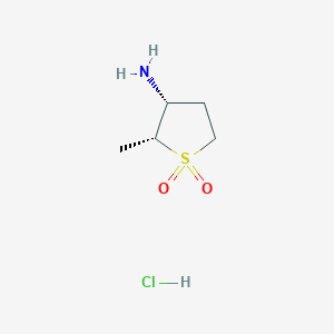 molecular formula C5H12ClNO2S B2424475 (2R,3R)-2-甲基-1,1-二氧代硫杂环-3-胺；盐酸盐 CAS No. 2044706-25-2
