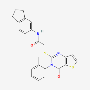 N-(2,3-dihydro-1H-inden-5-yl)-2-{[3-(2-methylphenyl)-4-oxo-3,4-dihydrothieno[3,2-d]pyrimidin-2-yl]sulfanyl}acetamide
