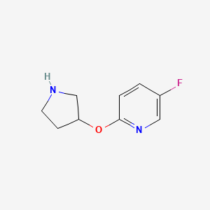molecular formula C9H11FN2O B2424490 5-Fluoro-2-(pyrrolidin-3-yloxy)pyridine CAS No. 1247776-28-8