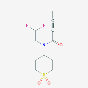molecular formula C11H15F2NO3S B2424492 N-(2,2-Difluoroethyl)-N-(1,1-dioxothian-4-yl)but-2-ynamide CAS No. 2411310-44-4