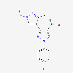 1'-Ethyl-1-(4-fluorophenyl)-3'-methyl-1H,1'H-[3,4'-bipyrazole]-4-carbaldehyde