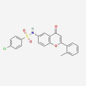molecular formula C22H16ClNO4S B2424506 4-chloro-N-[2-(2-methylphenyl)-4-oxo-4H-chromen-6-yl]benzenesulfonamide CAS No. 923217-03-2