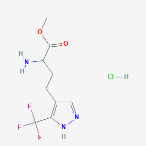 molecular formula C9H13ClF3N3O2 B2424518 Methyl 2-amino-4-[5-(trifluoromethyl)-1H-pyrazol-4-yl]butanoate;hydrochloride CAS No. 2248256-98-4