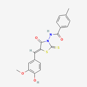 N-[(5Z)-5-[(4-hydroxy-3-methoxyphenyl)methylidene]-4-oxo-2-sulfanylidene-1,3-thiazolidin-3-yl]-4-methylbenzamide