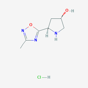 molecular formula C7H12ClN3O2 B2424543 (3S,5R)-5-(3-甲基-1,2,4-噁二唑-5-基)吡咯烷-3-醇盐酸盐 CAS No. 1820581-45-0