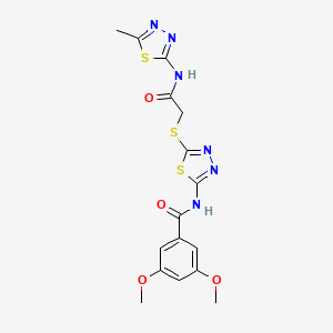 3,5-dimethoxy-N-[5-[2-[(5-methyl-1,3,4-thiadiazol-2-yl)amino]-2-oxoethyl]sulfanyl-1,3,4-thiadiazol-2-yl]benzamide