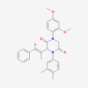 molecular formula C29H30N2O4 B242456 1-(2,4-dimethoxyphenyl)-4-(3,4-dimethylphenyl)-3-[(E)-1-methyl-2-phenylethenyl]-2,5-piperazinedione 