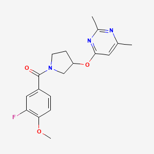 4-{[1-(3-Fluoro-4-methoxybenzoyl)pyrrolidin-3-yl]oxy}-2,6-dimethylpyrimidine