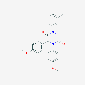 molecular formula C27H28N2O4 B242457 1-(3,4-Dimethylphenyl)-4-(4-ethoxyphenyl)-3-(4-methoxyphenyl)-2,5-piperazinedione 