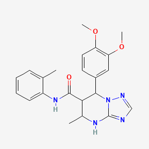molecular formula C22H25N5O3 B2424578 7-(3,4-dimethoxyphenyl)-5-methyl-N-(o-tolyl)-4,5,6,7-tetrahydro-[1,2,4]triazolo[1,5-a]pyrimidine-6-carboxamide CAS No. 1212107-87-3