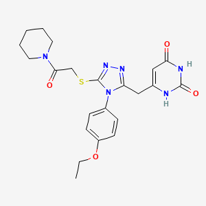 molecular formula C22H26N6O4S B2424580 6-[[4-(4-ethoxyphenyl)-5-(2-oxo-2-piperidin-1-ylethyl)sulfanyl-1,2,4-triazol-3-yl]methyl]-1H-pyrimidine-2,4-dione CAS No. 852153-44-7