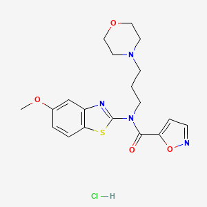 molecular formula C19H23ClN4O4S B2424581 N-(5-methoxybenzo[d]thiazol-2-yl)-N-(3-morpholinopropyl)isoxazole-5-carboxamide hydrochloride CAS No. 1185150-89-3