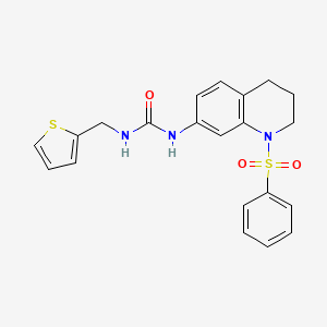 molecular formula C21H21N3O3S2 B2424585 1-(1-(Phenylsulfonyl)-1,2,3,4-tetrahydroquinolin-7-yl)-3-(thiophen-2-ylmethyl)urea CAS No. 1203009-69-1
