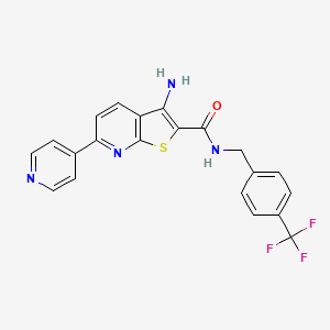 molecular formula C21H15F3N4OS B2424588 3-amino-6-(4-pyridinyl)-N-[4-(trifluoromethyl)benzyl]thieno[2,3-b]pyridine-2-carboxamide CAS No. 387831-34-7