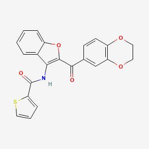 B2424589 N-(2-(2,3-dihydrobenzo[b][1,4]dioxine-6-carbonyl)benzofuran-3-yl)thiophene-2-carboxamide CAS No. 886185-28-0