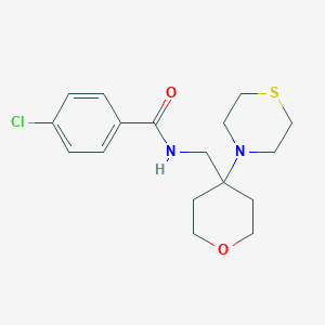 molecular formula C17H23ClN2O2S B2424590 4-Chloro-N-[(4-thiomorpholin-4-yloxan-4-yl)methyl]benzamide CAS No. 2415599-98-1