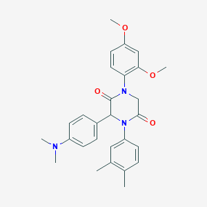 1-(2,4-Dimethoxyphenyl)-3-[4-(dimethylamino)phenyl]-4-(3,4-dimethylphenyl)-2,5-piperazinedione