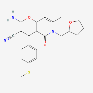 2-amino-7-methyl-4-[4-(methylsulfanyl)phenyl]-5-oxo-6-(tetrahydrofuran-2-ylmethyl)-5,6-dihydro-4H-pyrano[3,2-c]pyridine-3-carbonitrile