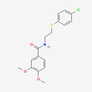molecular formula C17H18ClNO3S B2424620 N-{2-[(4-chlorophenyl)sulfanyl]ethyl}-3,4-dimethoxybenzenecarboxamide CAS No. 339113-17-6