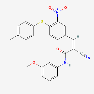 (Z)-2-cyano-N-(3-methoxyphenyl)-3-[4-(4-methylphenyl)sulfanyl-3-nitrophenyl]prop-2-enamide