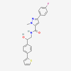 molecular formula C23H20FN3O2S B2424634 3-(4-fluorophenyl)-N-{2-hydroxy-2-[4-(thiophen-2-yl)phenyl]ethyl}-1-methyl-1H-pyrazole-5-carboxamide CAS No. 2380190-39-4