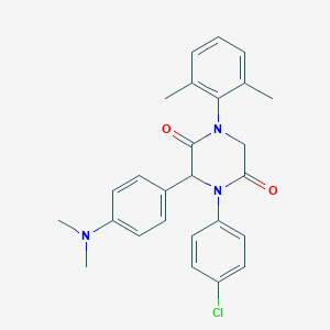 4-(4-Chlorophenyl)-3-[4-(dimethylamino)phenyl]-1-(2,6-dimethylphenyl)-2,5-piperazinedione