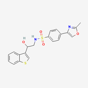 molecular formula C20H18N2O4S2 B2424643 N-(2-(benzo[b]thiophen-3-yl)-2-hydroxyethyl)-4-(2-methyloxazol-4-yl)benzenesulfonamide CAS No. 2034407-81-1