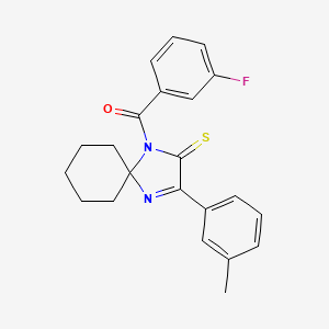 molecular formula C22H21FN2OS B2424645 1-(3-Fluorobenzoyl)-3-(3-methylphenyl)-1,4-diazaspiro[4.5]dec-3-ene-2-thione CAS No. 1223862-98-3