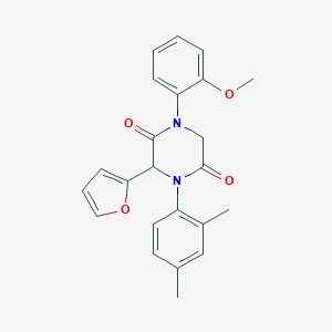 molecular formula C23H22N2O4 B242465 4-(2,4-Dimethylphenyl)-3-(2-furyl)-1-(2-methoxyphenyl)-2,5-piperazinedione 