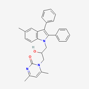 molecular formula C30H29N3O2 B2424654 1-(2-hydroxy-3-(5-methyl-2,3-diphenyl-1H-indol-1-yl)propyl)-4,6-dimethylpyrimidin-2(1H)-one CAS No. 444148-04-3