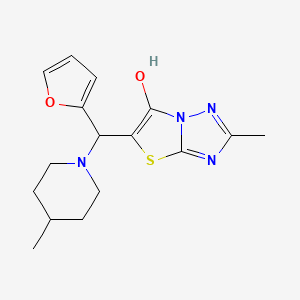 molecular formula C16H20N4O2S B2424662 5-(Furan-2-yl(4-methylpiperidin-1-yl)methyl)-2-methylthiazolo[3,2-b][1,2,4]triazol-6-ol CAS No. 851969-93-2