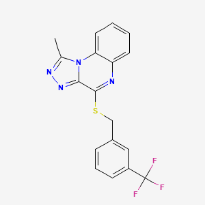 molecular formula C18H13F3N4S B2424672 1-Methyl-4-({[3-(trifluoromethyl)phenyl]methyl}sulfanyl)-[1,2,4]triazolo[4,3-a]quinoxaline CAS No. 2320539-98-6