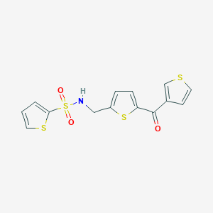 molecular formula C14H11NO3S4 B2424676 N-((5-(thiophene-3-carbonyl)thiophen-2-yl)methyl)thiophene-2-sulfonamide CAS No. 1797614-50-6