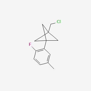 molecular formula C13H14ClF B2424679 1-(Chloromethyl)-3-(2-fluoro-5-methylphenyl)bicyclo[1.1.1]pentane CAS No. 2287343-62-6