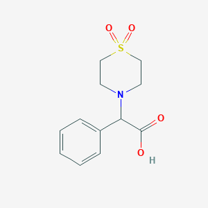 molecular formula C12H15NO4S B2424693 2-(1,1-Dioxo-1,4-thiazinan-4-yl)-2-phenylacetic acid CAS No. 446276-14-8